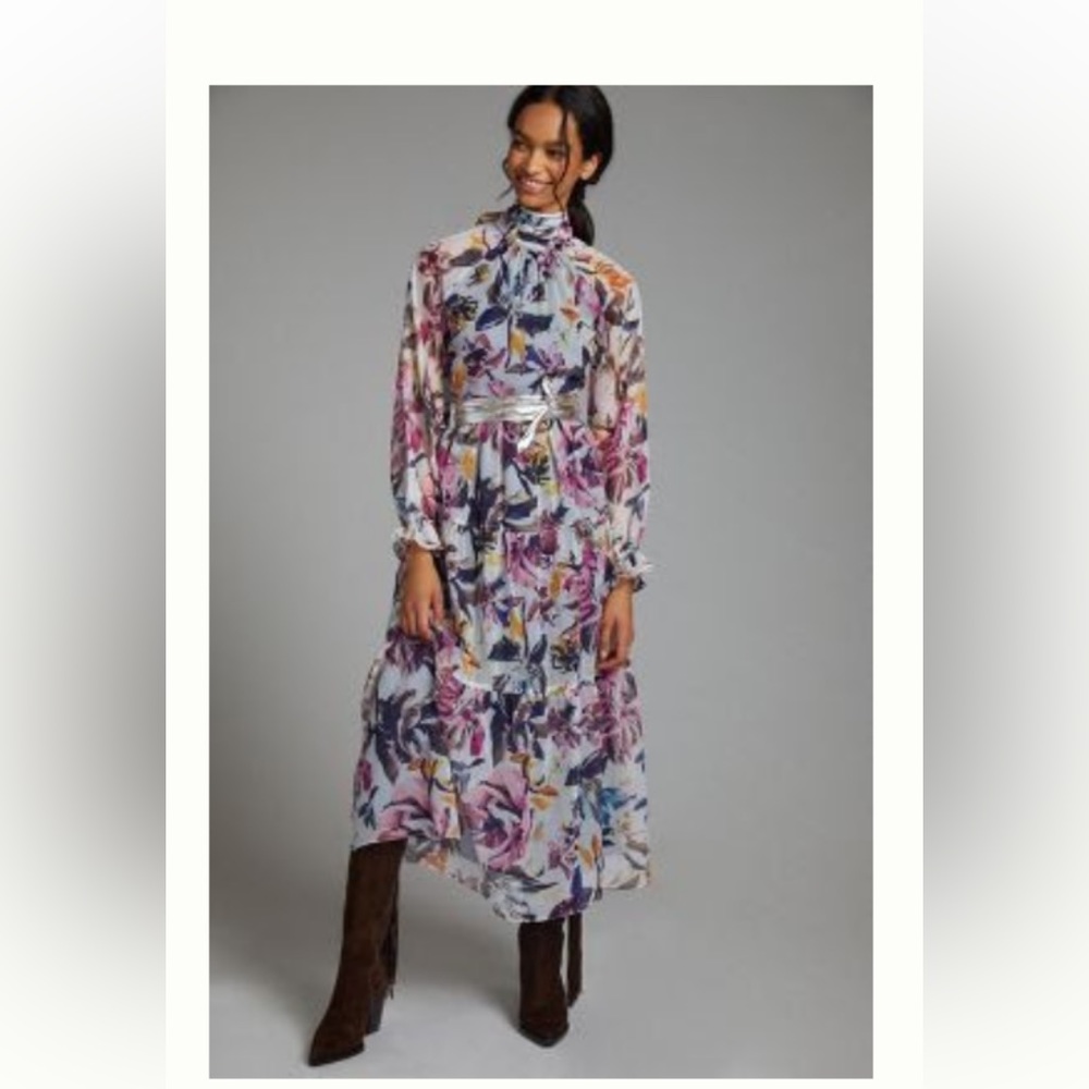 Anthropologie garden high neck maxi dress, size medium, worn once